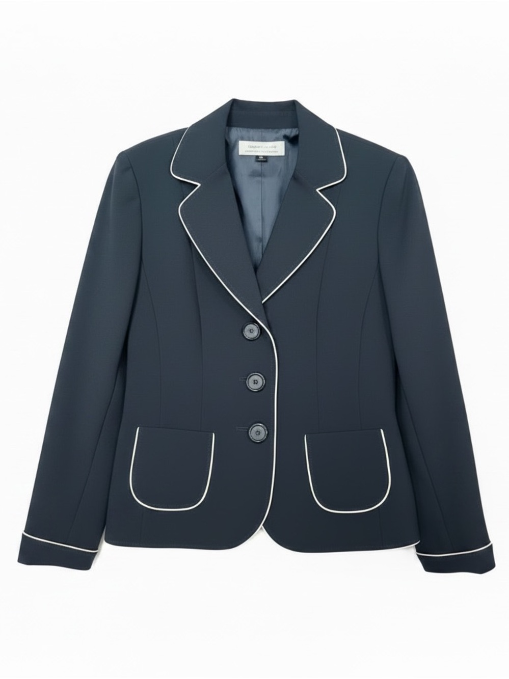 Theory Black Blazer with White Piping Trim